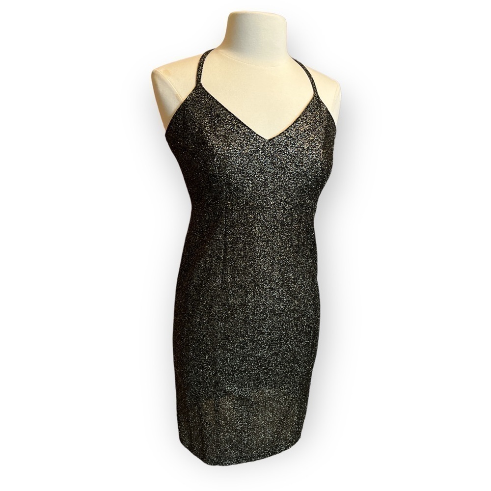 Steilmann Vintage Metallic Bodycon Spaghetti Strap Back Crossover Size XS/Small